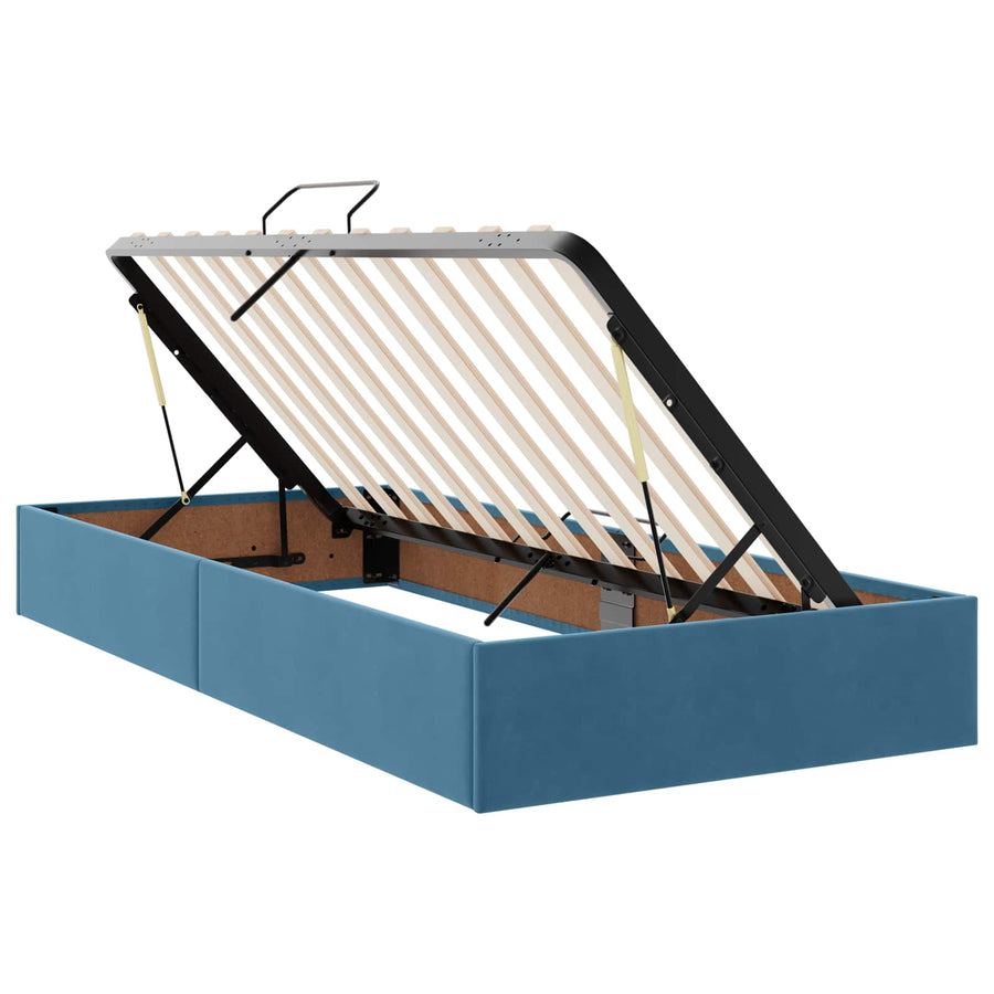 LED Opslagbed met Matras Donkerblauw 90 x 200 cm Fluweel
