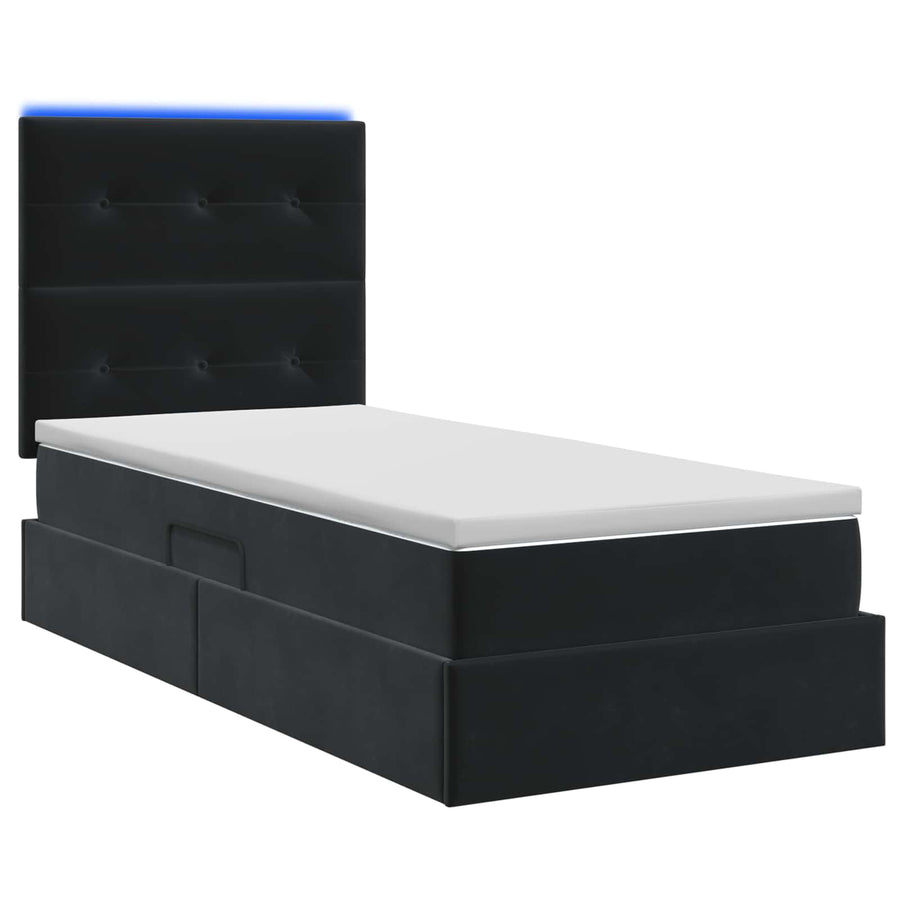 LED Opslagbed met Matras Zwart 100 x 200 cm Fluweel