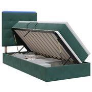 Opslagbed met matras 100x200 cm donkergroen fluweel