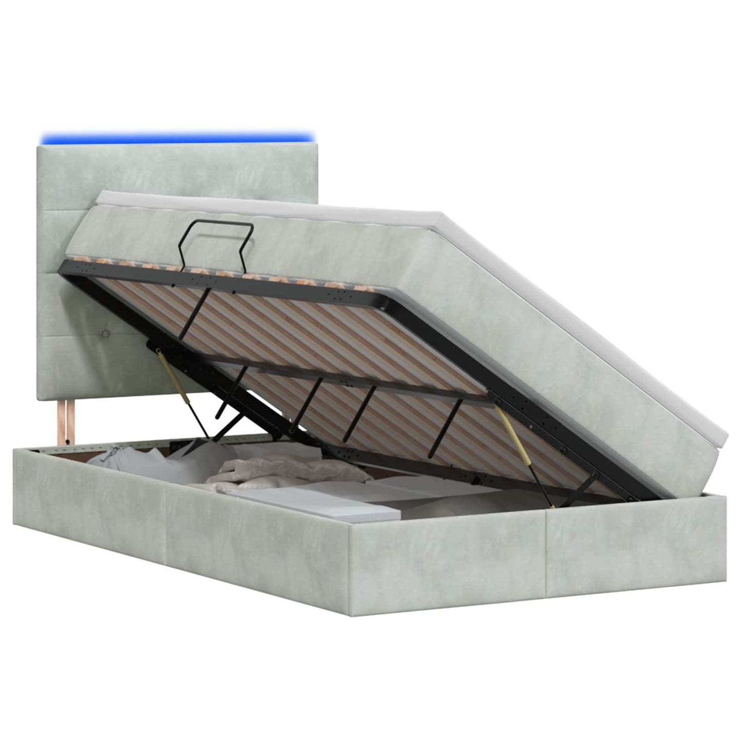 LED Opslagbed met Matras Lichtgrijs 120 x 200 cm Fluweel
