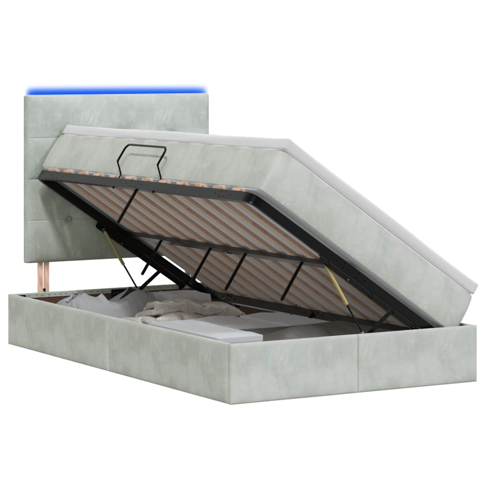 LED Opslagbed met Matras Lichtgrijs 120 x 200 cm Fluweel