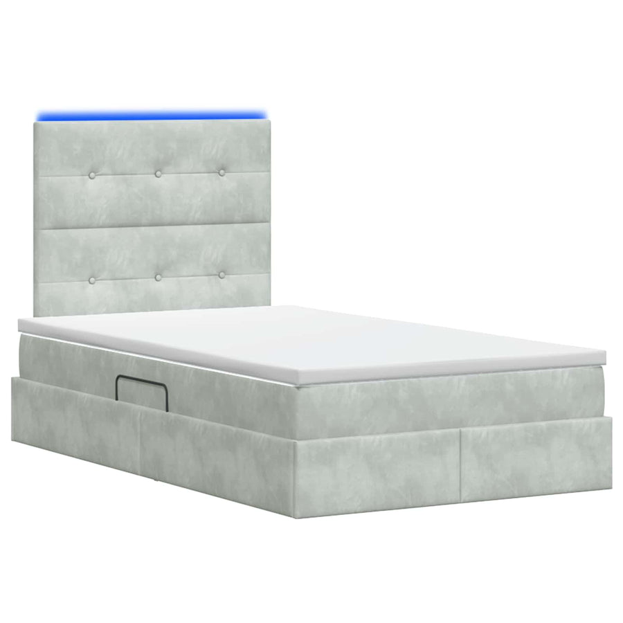 LED Opslagbed met Matras Lichtgrijs 120 x 200 cm Fluweel