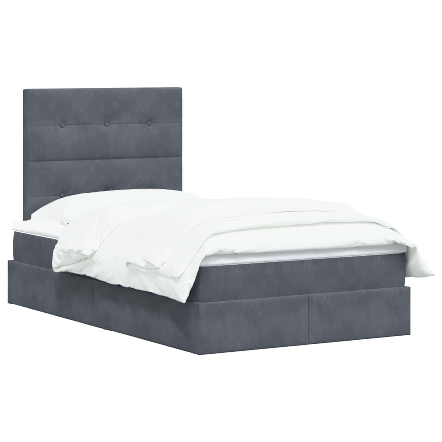 LED Opslagbed met Matras Donkergrijs 120 x 200 cm Fluweel