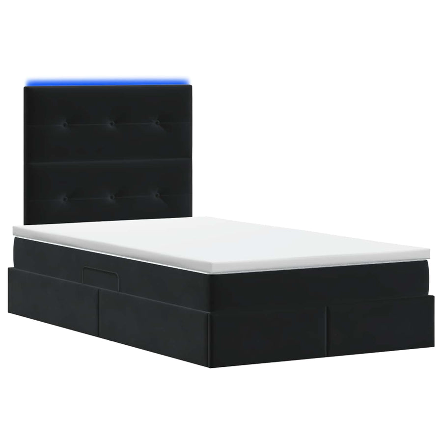 LED Opslagbed met Matras Zwart 120 x 200 cm Fluweel