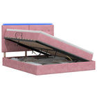 Opslagbed roze 140x190 cm fluweel met LED