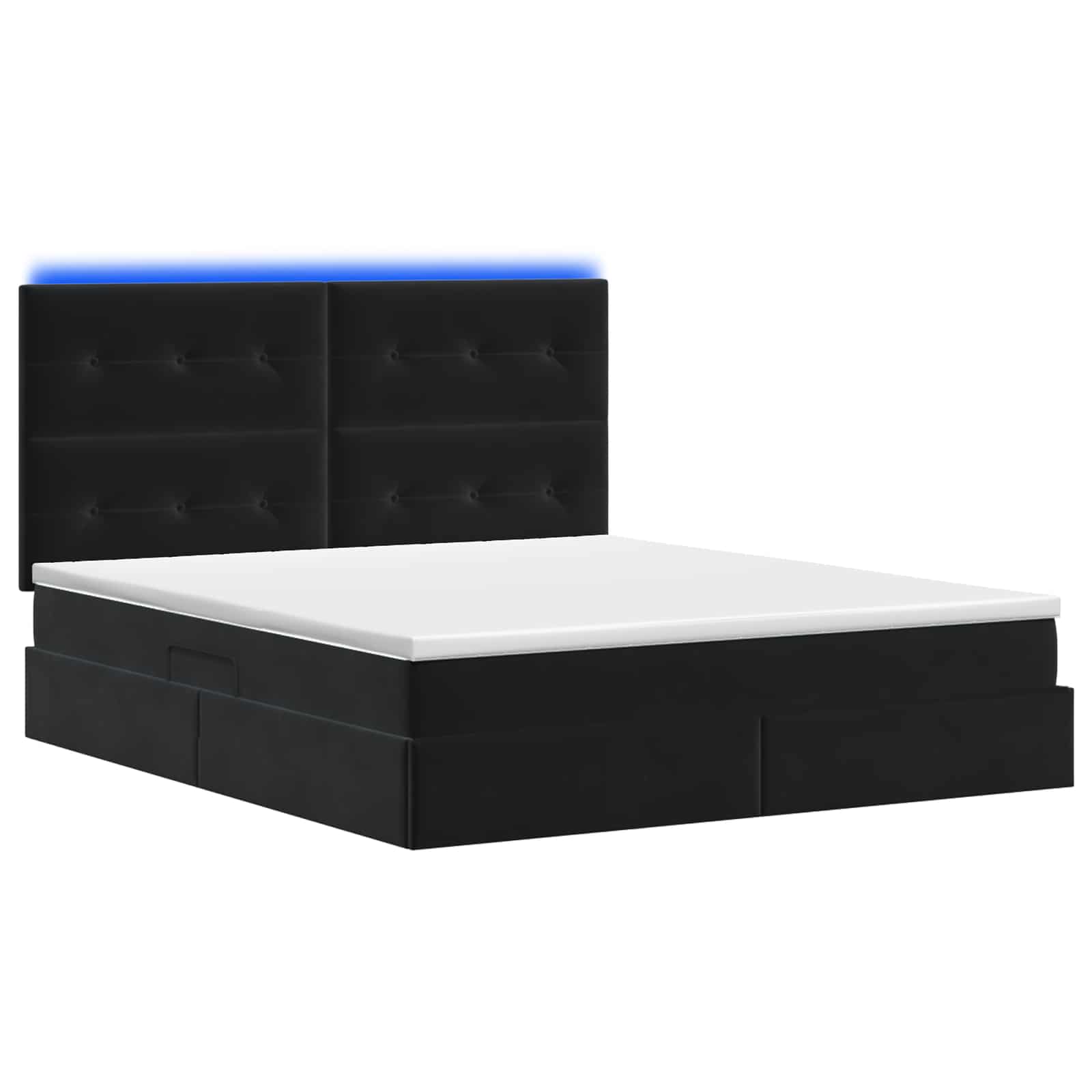 LED Opslagbed met Matras Zwart 160 x 200 cm Fluweel