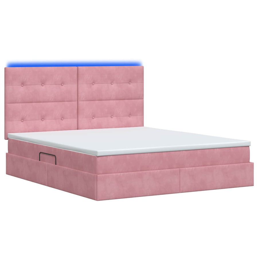 LED Opslagbed met Matras Roze 160 x 200 cm Fluweel