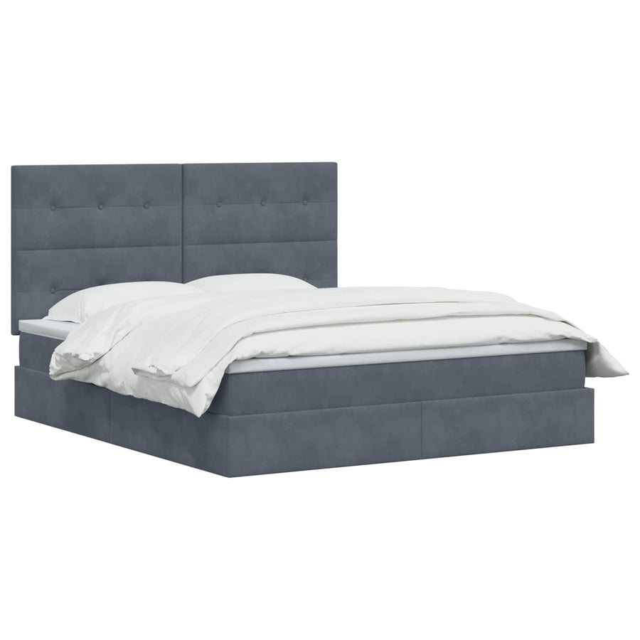 LED Opslagbed met Matras Donkergrijs 180 x 200 cm Fluweel