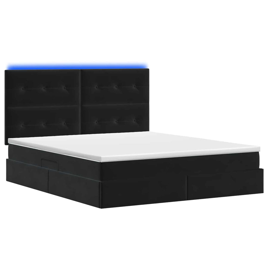 LED Opslagbed met Matras Zwart 180 x 200 cm Fluweel