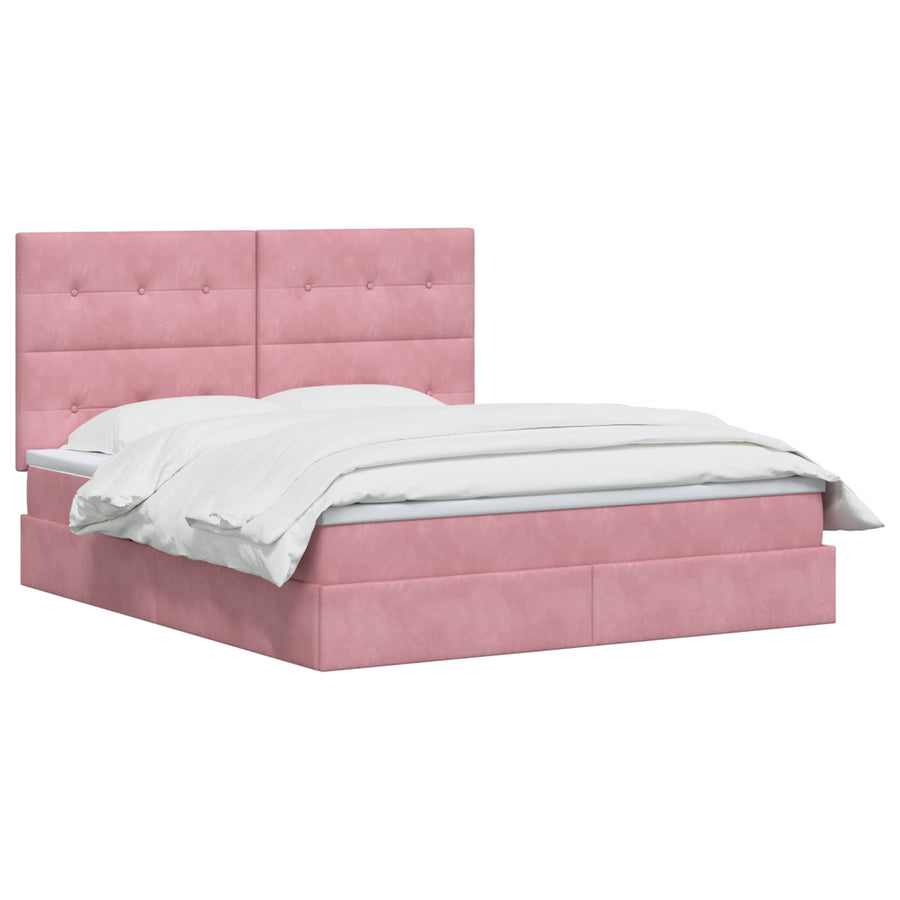 LED Opslagbed met Matras Roze 180 x 200 cm Fluweel