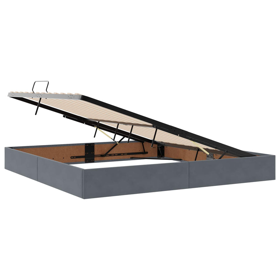 LED Opslagbed met Matras Donkergrijs 200 x 200 cm Fluweel