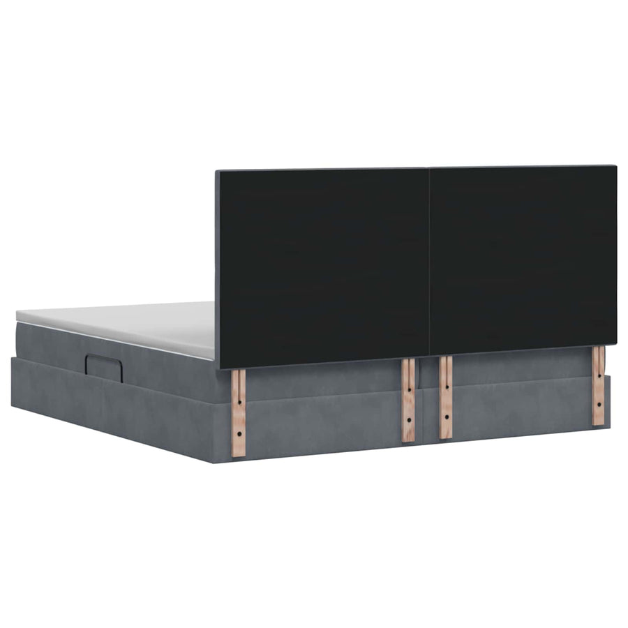 LED Opslagbed met Matras Donkergrijs 200 x 200 cm Fluweel