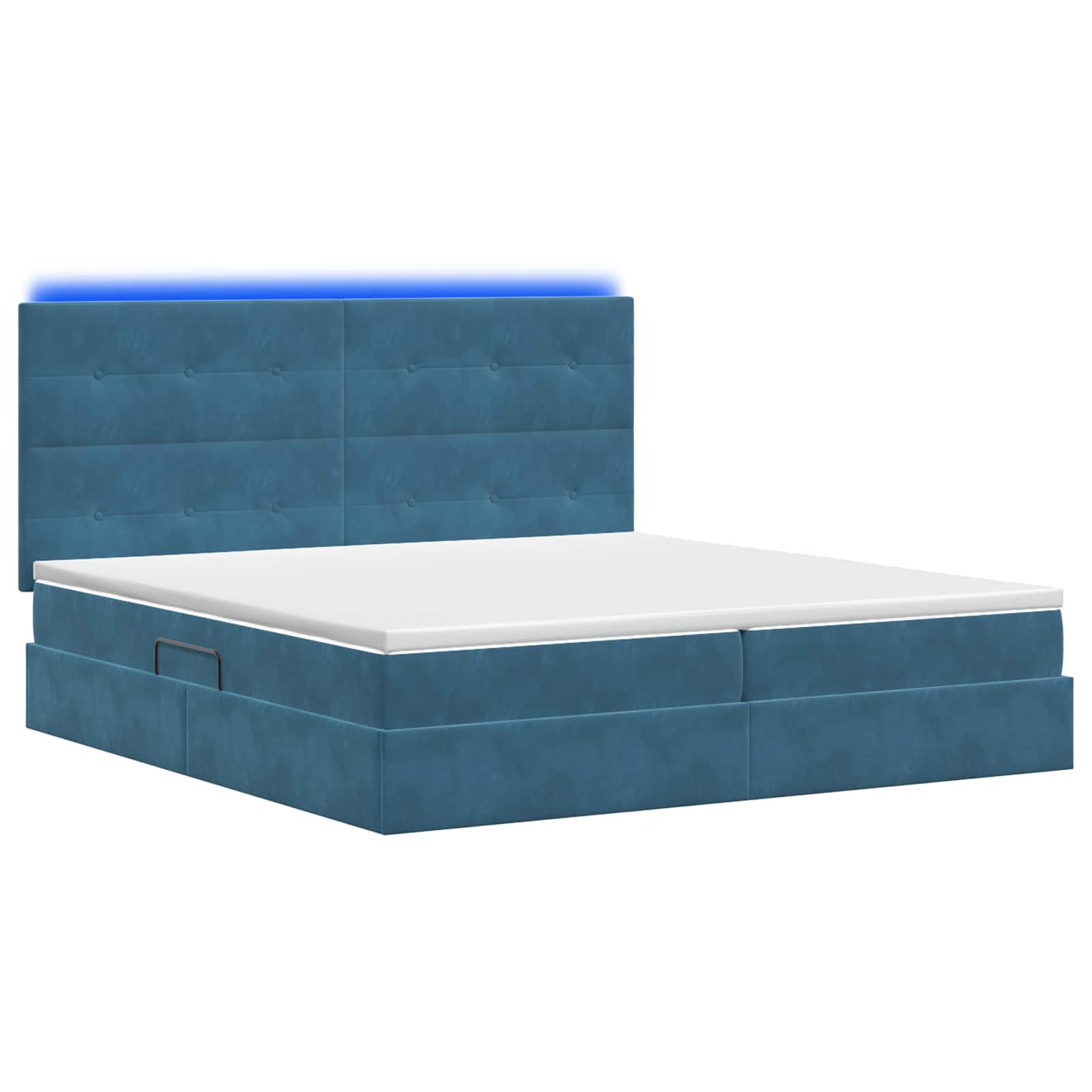 LED Opslagbed met Matras Donkerblauw 200 x 200 cm Fluweel