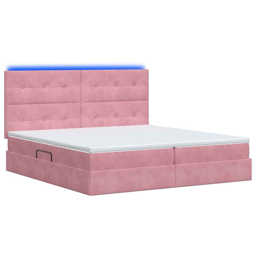 LED Opslagbed met Matras Roze 200 x 200 cm Fluweel