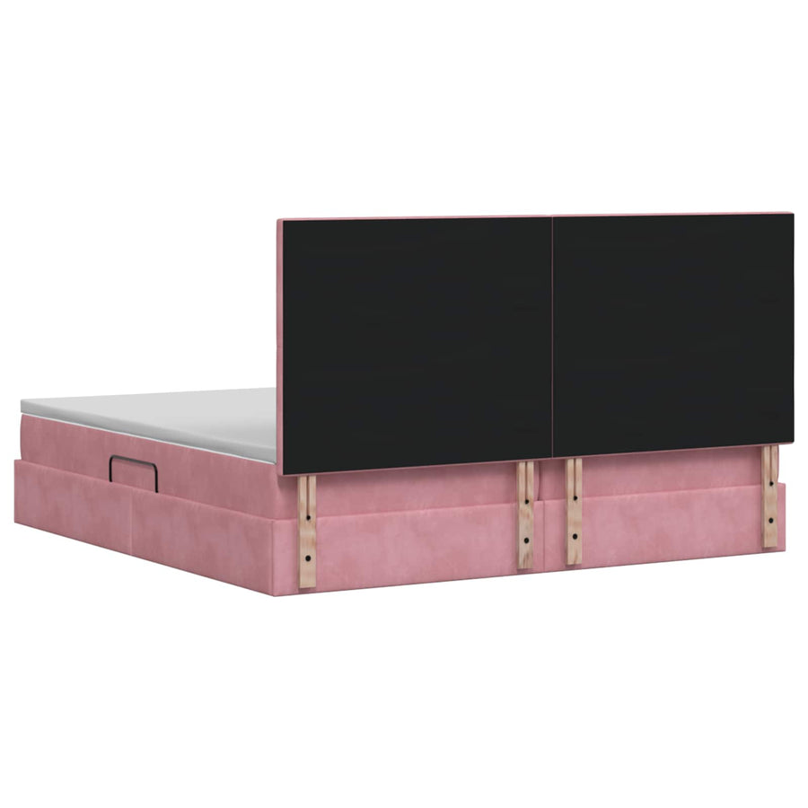 LED Opslagbed met Matras Roze 200 x 200 cm Fluweel