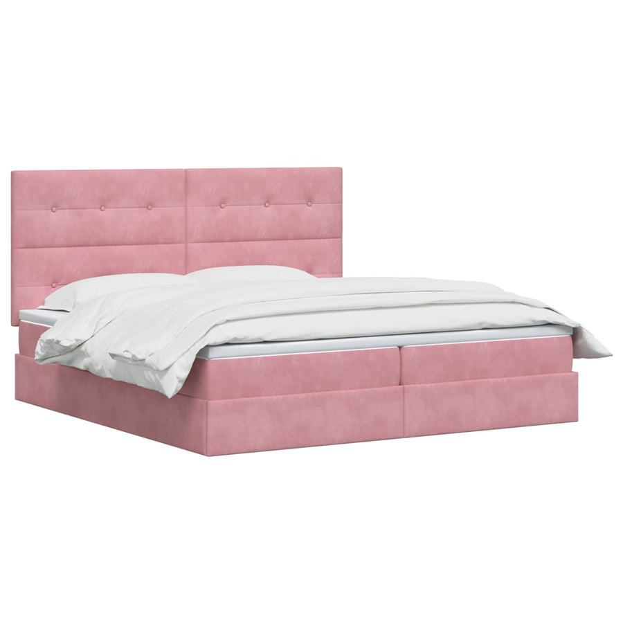 LED Opslagbed met Matras Roze 200 x 200 cm Fluweel