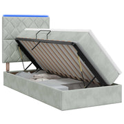 Opslagbed met matras 90x190 cm lichtgrijs