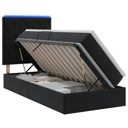 LED Opslagbed met Matras Zwart 90 x 190 cm Fluweel