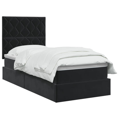 LED Opslagbed met Matras Zwart 90 x 190 cm Fluweel