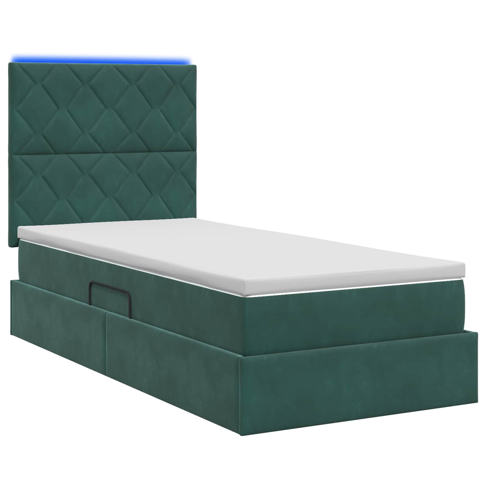 LED Opslagbed met Matras Donkergroen 90 x 190 cm Fluweel