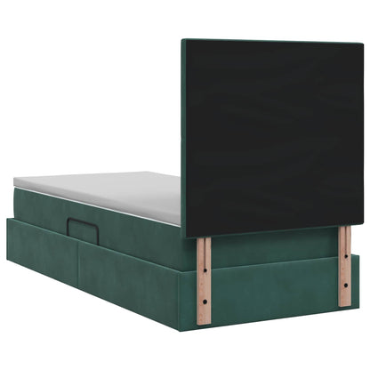 LED Opslagbed met Matras Donkergroen 90 x 190 cm Fluweel