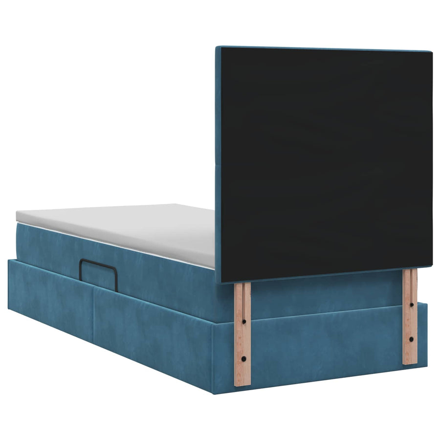 LED Opslagbed met Matras Donkerblauw 90 x 190 cm Fluweel
