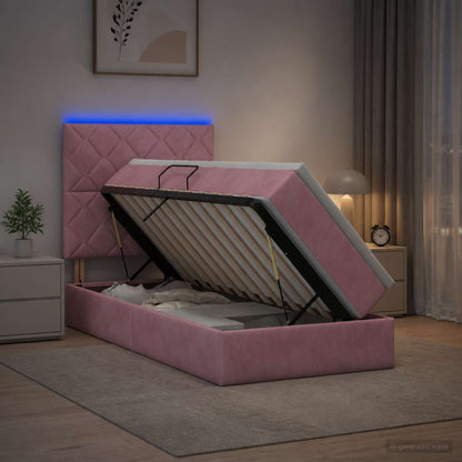LED Opslagbed met Matras Roze 100 x 200 cm Fluweel