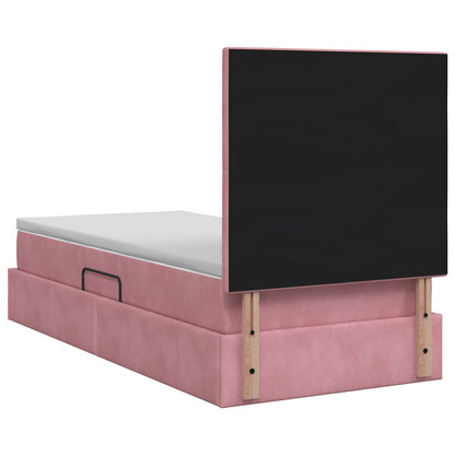 LED Opslagbed met Matras Roze 90 x 190 cm Fluweel