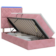 Opslagbed met matras roze 90x200 cm fluweel