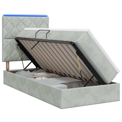 LED Opslagbed met Matras Lichtgrijs 100 x 200 cm Fluweel