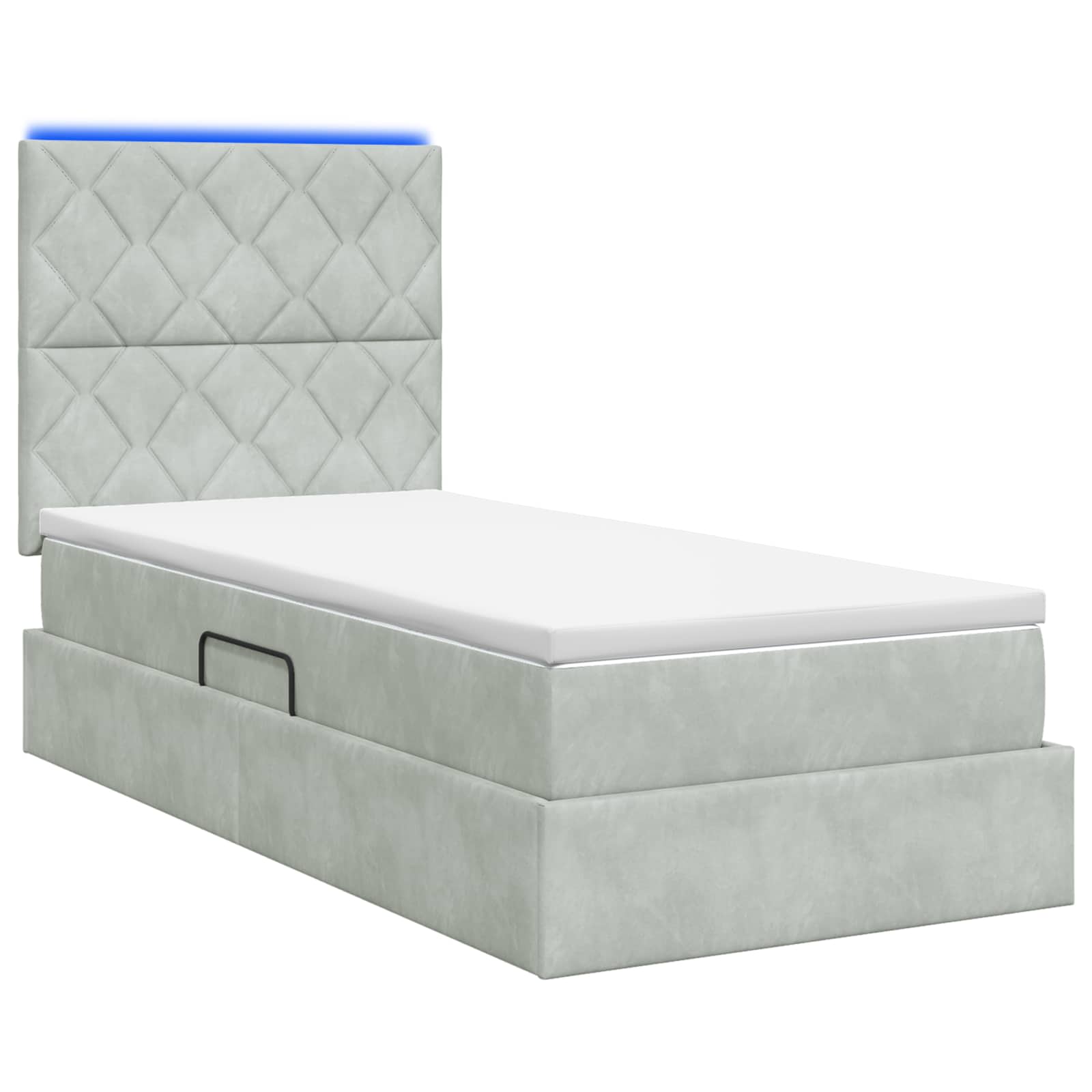 LED Opslagbed met Matras Lichtgrijs 100 x 200 cm Fluweel