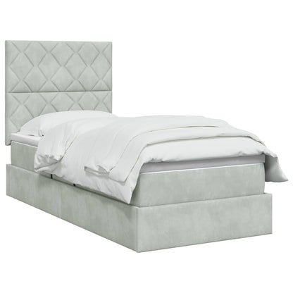 LED Opslagbed met Matras Lichtgrijs 100 x 200 cm Fluweel
