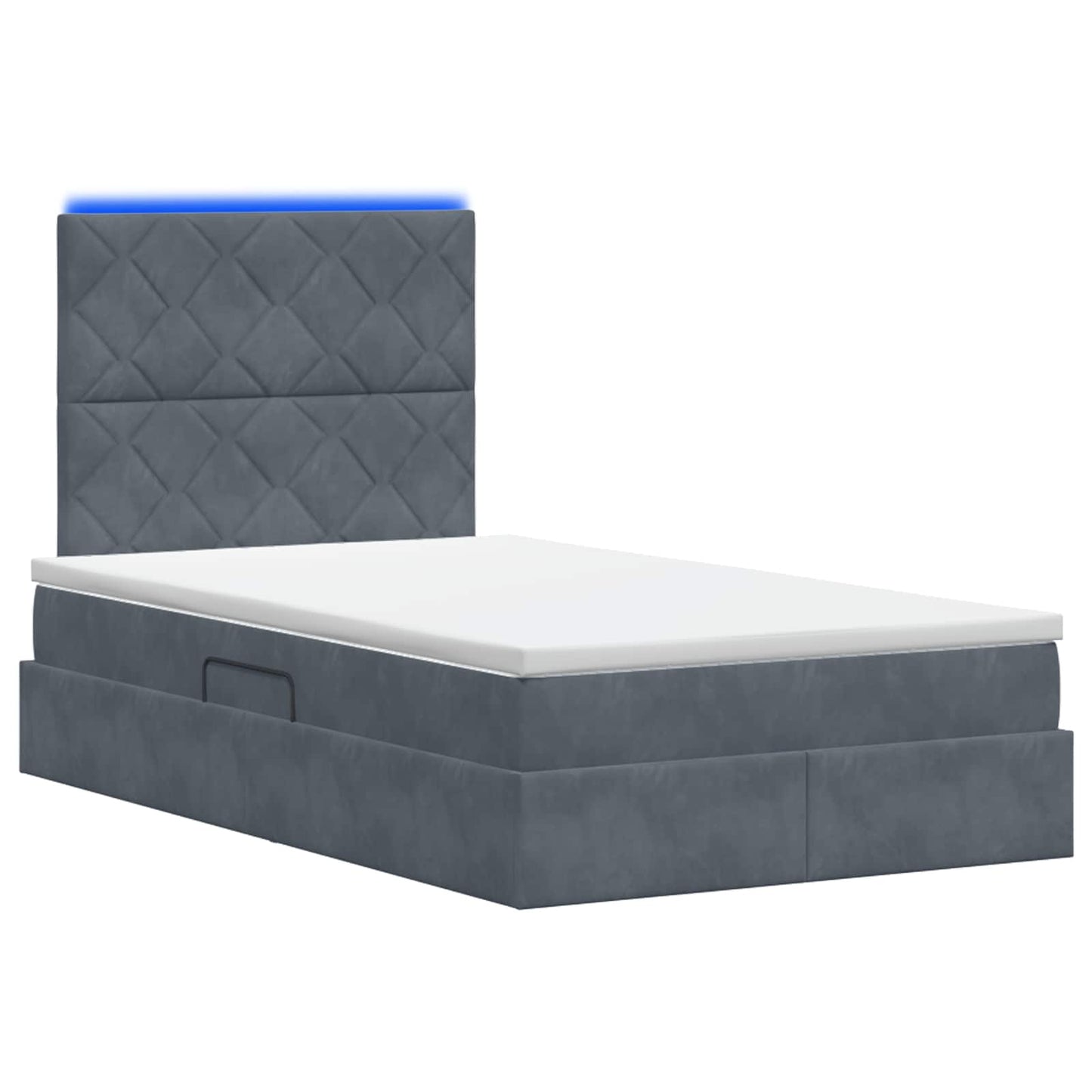 LED Opslagbed met Matras Donkergrijs 120 x 200 cm Fluweel