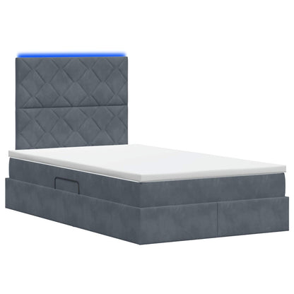 LED Opslagbed met Matras Donkergrijs 120 x 200 cm Fluweel