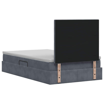LED Opslagbed met Matras Donkergrijs 120 x 200 cm Fluweel