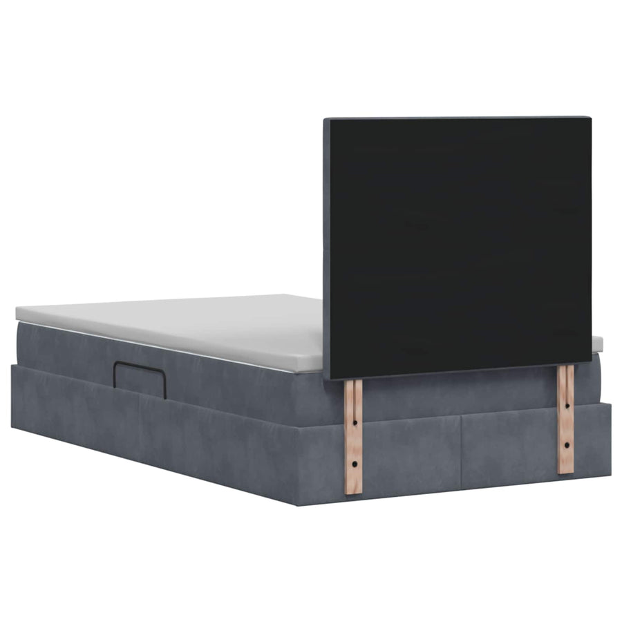 LED Opslagbed met Matras Donkergrijs 120 x 200 cm Fluweel