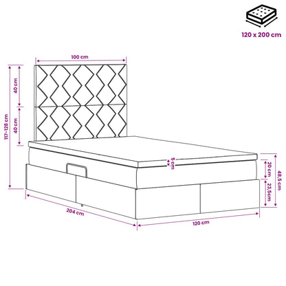 LED Opslagbed met Matras Donkergrijs 120 x 200 cm Fluweel