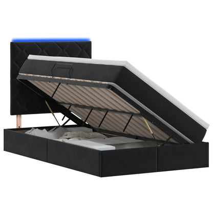 LED Opslagbed met Matras Zwart 120 x 200 cm Fluweel