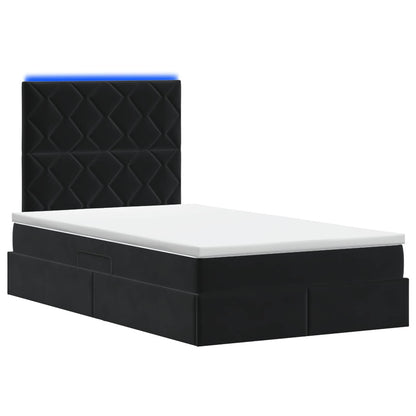 LED Opslagbed met Matras Zwart 120 x 200 cm Fluweel