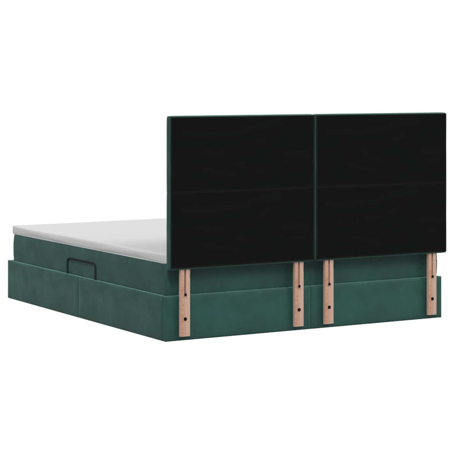 LED Opslagbed met Matras Donkergroen 140 x 200 cm Fluweel