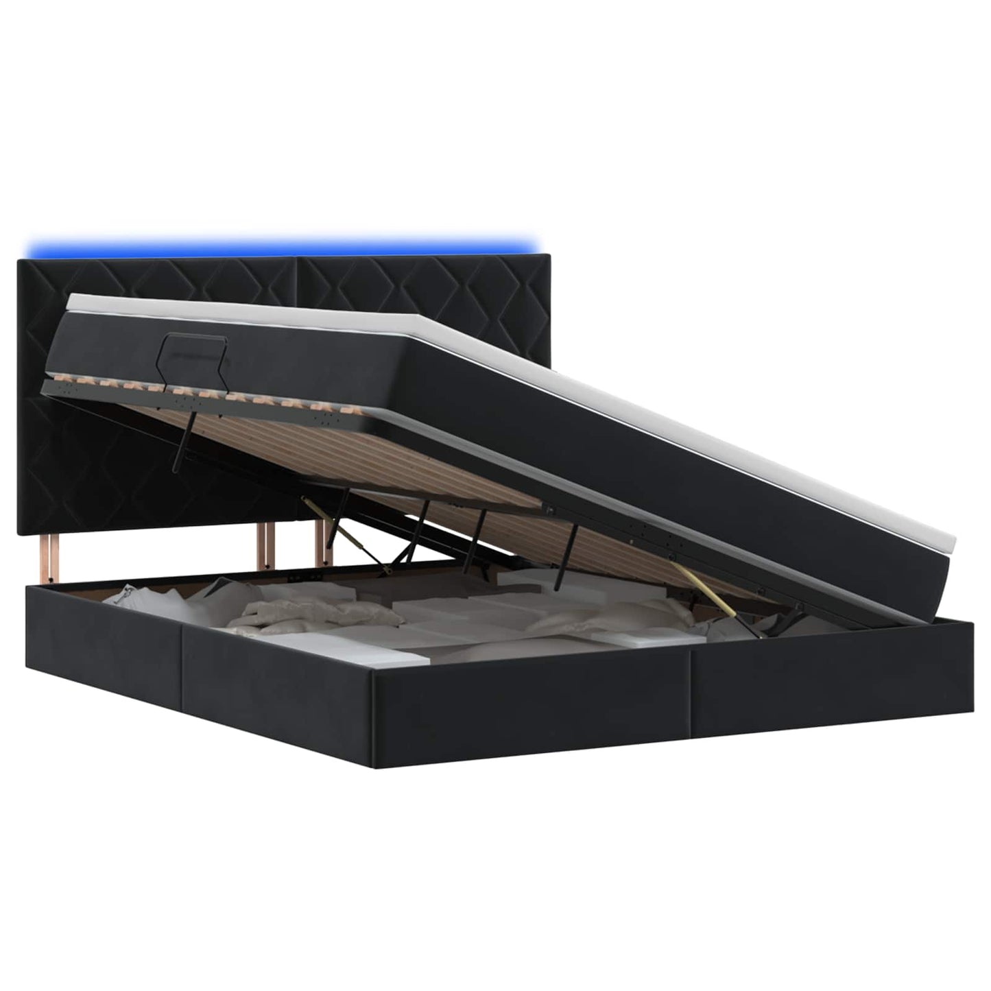 LED Opslagbed met Matras Zwart 160 x 200 cm Fluweel