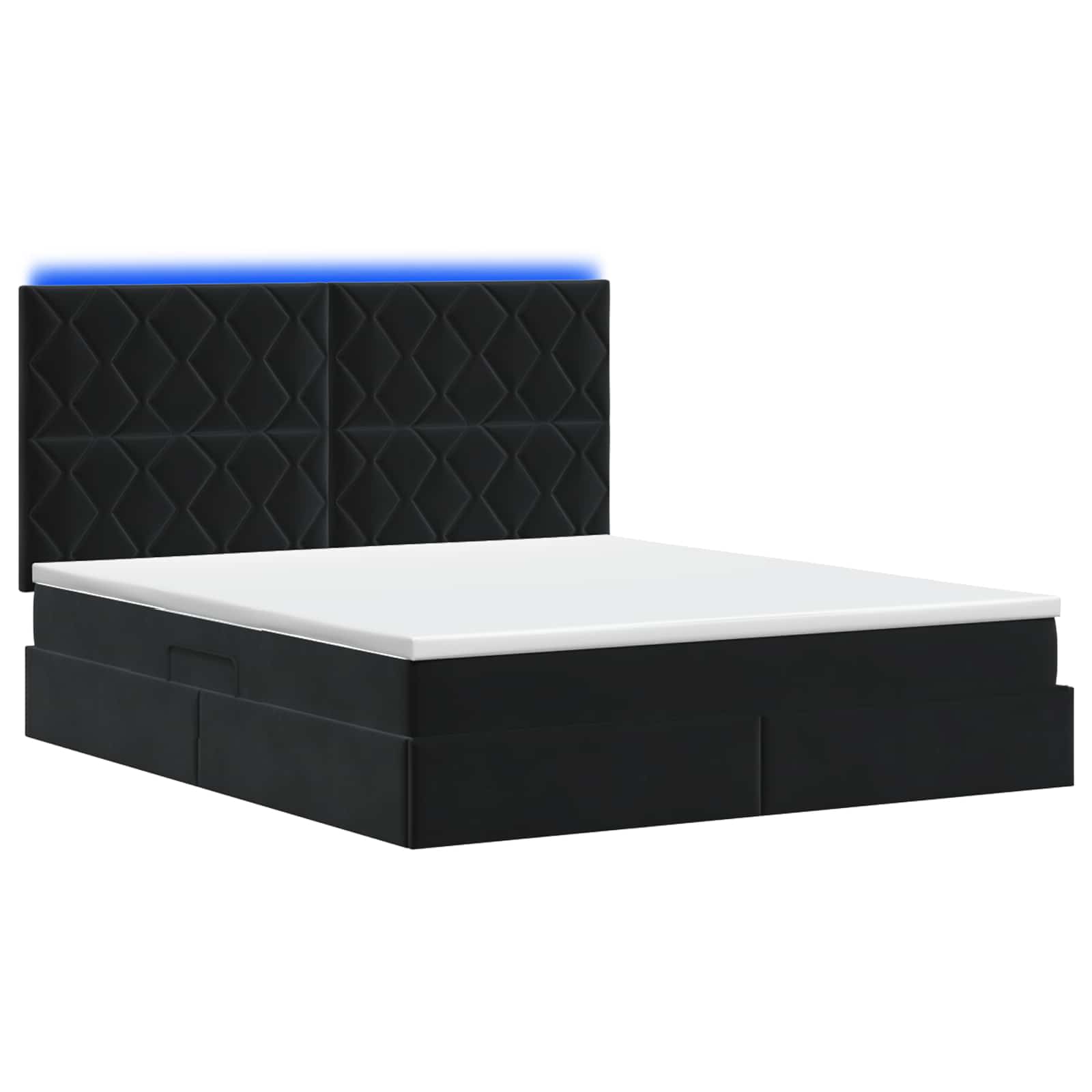 LED Opslagbed met Matras Zwart 160 x 200 cm Fluweel