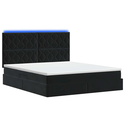 LED Opslagbed met Matras Zwart 160 x 200 cm Fluweel