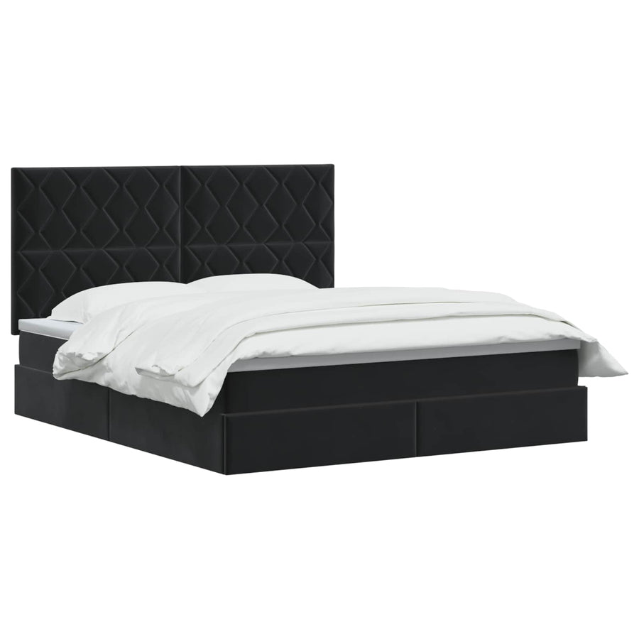 LED Opslagbed met Matras Zwart 160 x 200 cm Fluweel