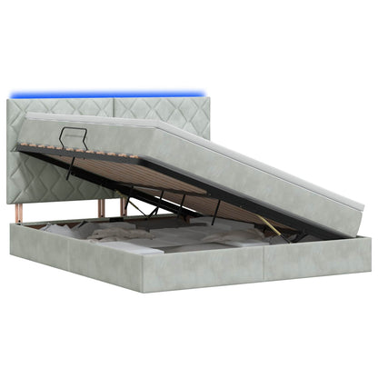 LED Opslagbed met Matras Lichtgrijs 180 x 200 cm Fluweel