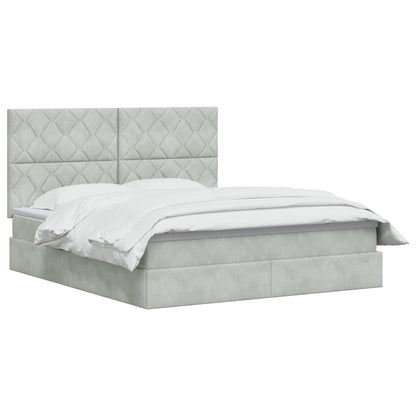LED Opslagbed met Matras Lichtgrijs 180 x 200 cm Fluweel