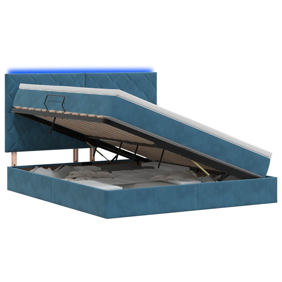 LED Opslagbed met Matras Donkerblauw 180 x 200 cm Fluweel