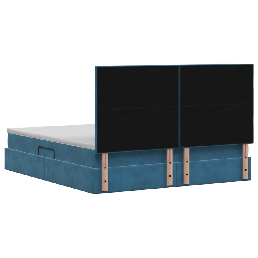 LED Opslagbed met Matras Donkerblauw 180 x 200 cm Fluweel
