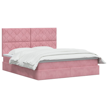 LED Opslagbed met Matras Roze 180 x 200 cm Fluweel