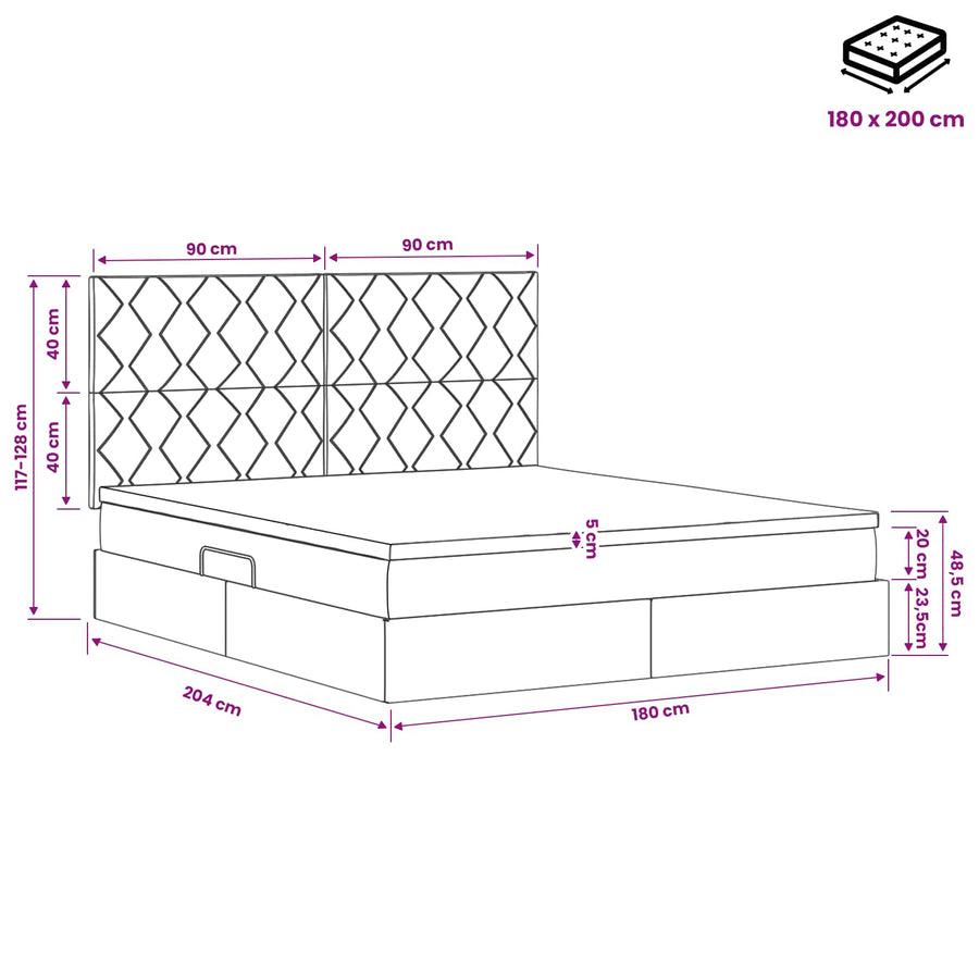 LED Opslagbed met Matras Roze 180 x 200 cm Fluweel